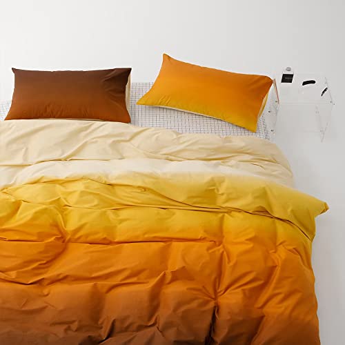 Wellboo Orange Gradient Comforter Sets King Solid Yellow And Orange Bedding Comforters Cotton Women Girls Modern Plain Orange Brown Soft Quilts Simple Style Farmhouse Abstract Art Orange Blanket Warm #TOP2