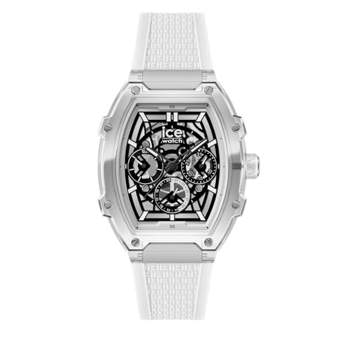 ICE-WATCH - Ice boliday Clear White SKEL Plastic - Montre Blanche pour Homme avec Bracelet en Silicone - 024289 (Medium)