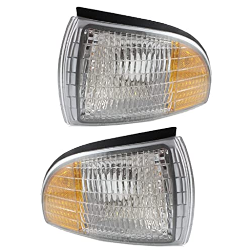 For Chevy Caprice 1991 92 93 94 95 1996 Turn Signal/Corner Light Driver and Passenger Side | Pair | Front | Clear & Amber Lens | GM2520120, GM2521120 | 5976555, 5976556