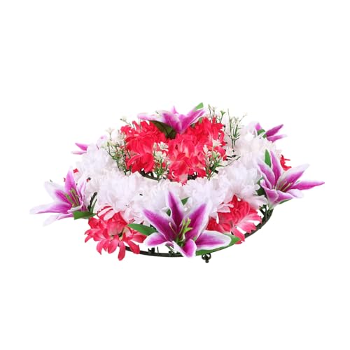 TOYZFRIENDY Corona di Fiori Artificiali per Sacrificio Ghirlanda Funebre Realistica per Decorazioni Cimiteriali Corona Lutto Pronta all Uso Adatta per Commemorazioni e Omaggi AI Colore Casuale