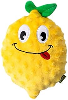 Plush Vegetable Fruit Dog Toy, Squeaky Chew Toy for Dogs, Dual Sound Design for Boredom Relief and Dental Cleaning (Lemon)