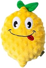 Plush Vegetable Fruit Dog Toy, Squeaky Chew Toy for Dogs, Dual Sound Design for Boredom Relief and Dental Cleaning (Lemon)
