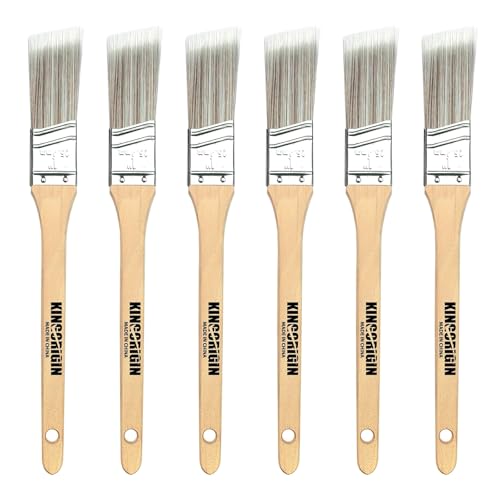 King Origin 6 Pcs Paint Brushes 1 Inch Angled Paint Brush - Wood Handle Thick & Dense Bristles for Smooth Finish Small Paint Brush for Painting Walls Trim Art & Craft
