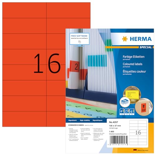 Étiquettes rouges Herma 4257 105x37 pour identifier vos archives