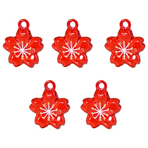HOLIDYOYO 5PCS Cherry Blossom Pet Bells Durable Pendant Accessories for Pet Collars Crisp Sound for Dogs Cats Multi Use Decor for Bags Mobile Phones Adorable present