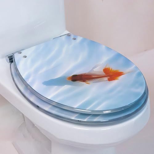 Unikicool Klodeckel,Toilettensitz Aus Kunstharz,WC Sitz Mit Absenkautomatik,Polyresin Toilettensitz,Toilettendeckel Mit Absenkautomatik,Abnehmbarer Toilettensitz,Mit 3D-Effekten,Ocean-Serie