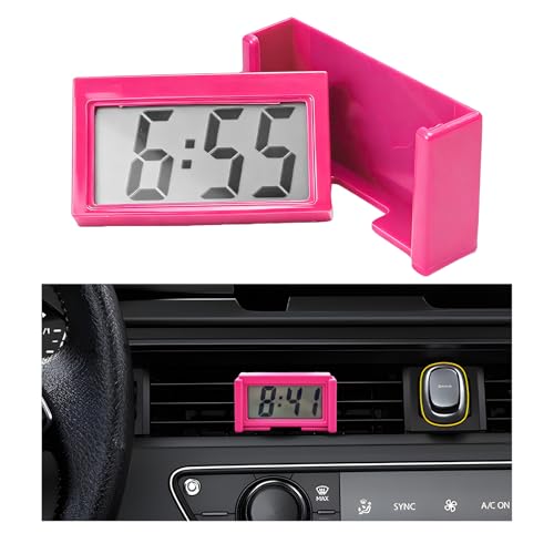 Gdnecad Mini Car Digital Clock, Clear LCD Display Small Dashboard Clock with Self Adhesive Bracket