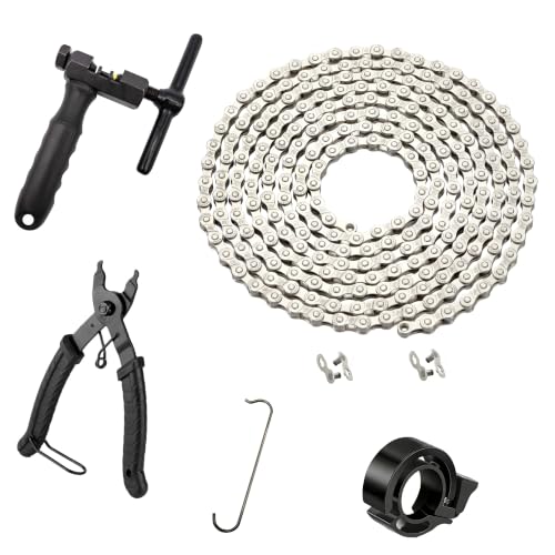 Bike Chain Kit 6/7/8 Speed 126 Links Bike Chain Tool & Bicycle Bell Chain Bike Replacement Kit for Hub Motor E-Bike Mountain & Road Bikes