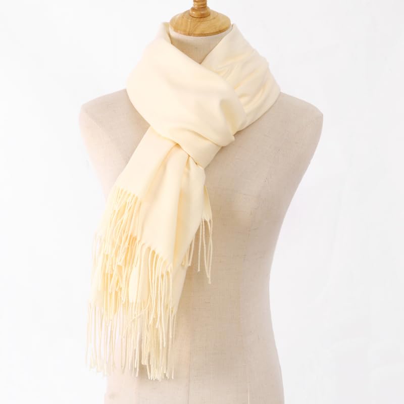 Roll Up Cashmere Classic Soft Luxurious Long Winter Cold weather Scarf Wrap Shawl Scarves Blanket unisex seasonal Gift Ideas (Ivory)