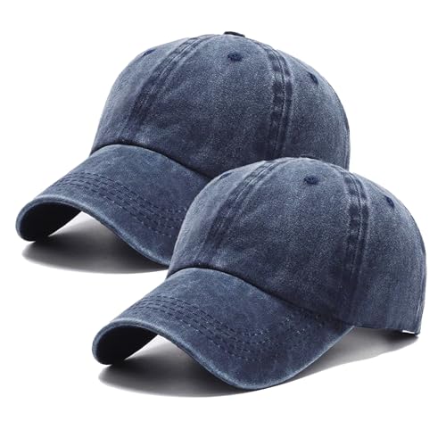Image of PFFY 2 Packs Vintage Washed Distressed Baseball Cap Golf Dad Hat for Men Women