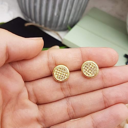 Dazzlingrock Collection 0.15 Carat (ctw) Round Yellow Diamond 10.7mm Cluster Studs in Yellow Gold Plated Sterling Silver, Screw Back, Unisex Design Ladies, Mens Real Diamond Earrings3