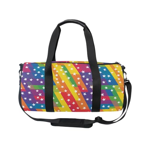 Rainbow Star Sports Duffel Bag Durable Full Print Barrel Gym Bag with Large Main Pocket, Side Zippered Compartment for Training Gear Sportswear and Travel Essentials2