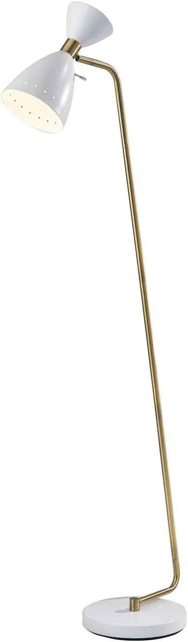 Adesso 4283-02 Oscar Floor Lamp 59 in, 40W, White w/Antique Brass, 1 Indoor Lighting