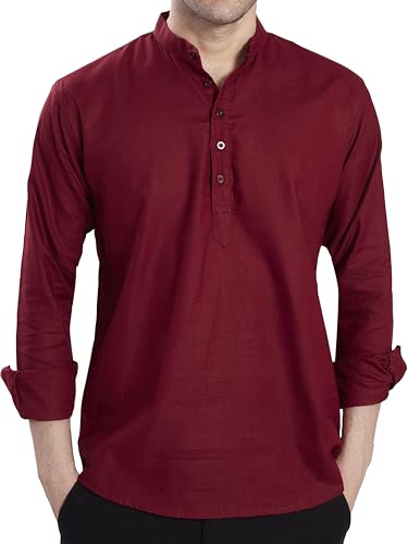 Image of DIVISIVE Men's Slim Fit Full Sleeves Cotton Short Kurta