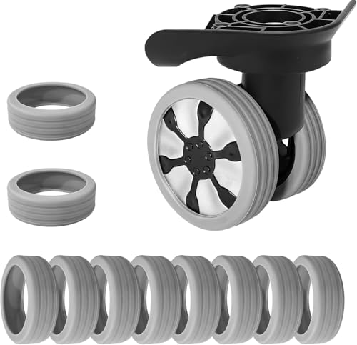 Image of Suitcase Wheel Cover Set of 8 Piece- Anti Scratch, Noise Reduction & Shock Absorption Silicone Protector Fits Most Trolley Luggage Bag & Office Chair