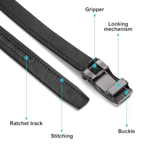 GOIACII Genuine Leather Ratchet Belt for Men Tactical Gun Belt Mens Golf Belt with Automatic Slide Buckle3