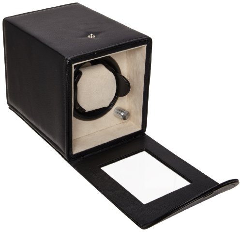 Diplomat 31-409 Black Leatherette Single Watch Winder with Built In IC Program and Camel Suede Interior - Thumbnail 3