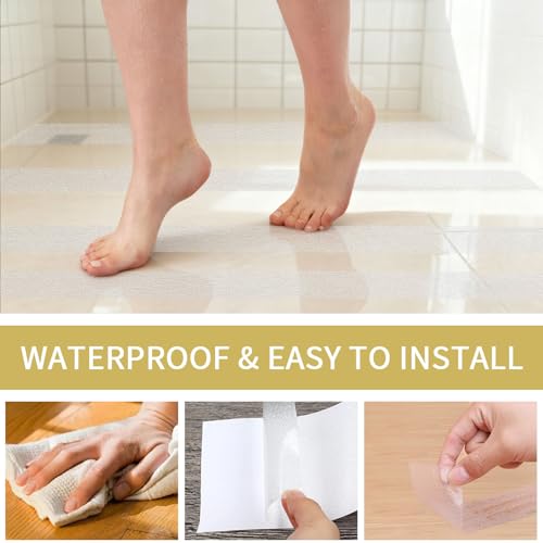 Image of Clear Anti Slip Tape for Stairs & Bathtubs, 4 inch x50FT Non-Skid Transparent Grip Tape - Soft PVC Safety Traction for Bare Feet, Pool Decks, Boats, Shower Floors