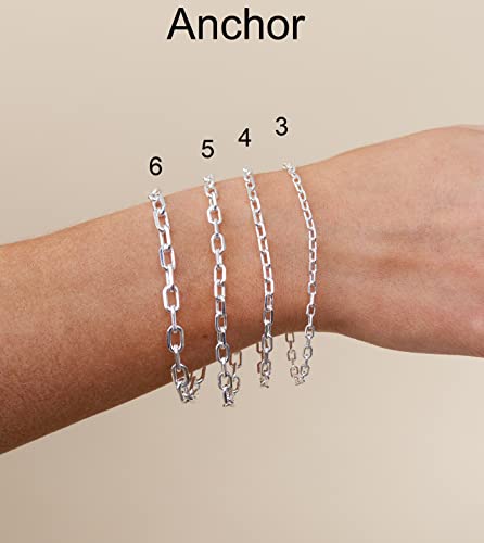 Olive & Chain 925 Sterling Silver Chain Bracelet, Forzatina Anchor Link Bracelet For Men & Women, Hypoallergenic, Best Fit For Gifting To Loved Ones #TOP4