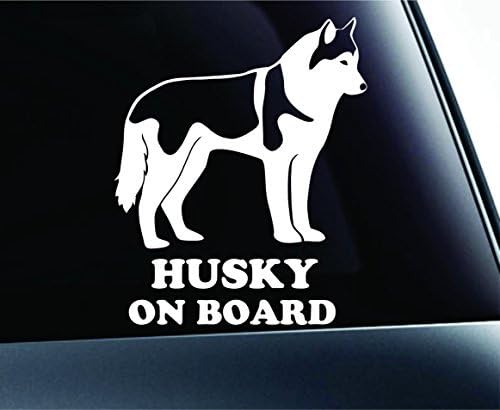 Calcomanía de vinilo para ventana de perro de Husky siberiano a bordo, estampado de patas, perro, cachorro, mascota, raza familiar, automóvil,
