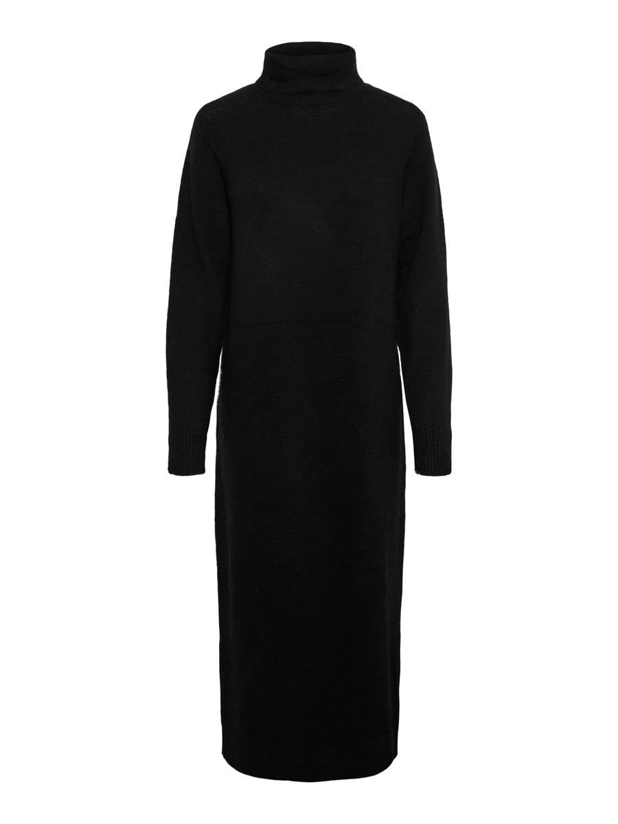 Pieces Women's Black Pcjuliana Ls Roll Neck Knit Dress Noos Bc Dress, S