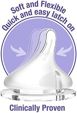 Lansinoh Baby Bottle with NaturalWave Teat (240 ml), Anti-Colic, Plastic 100% BPA & BPS Free, Medium Flow Silicone Teat which is Soft and Flexible, Purple