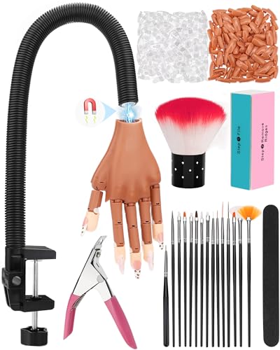 Practice Hand for Acrylic Nails, Flexible Nail Practice Hands Magnetic Fake Hands for Nails Practice, Movable Nail Mannequin Hand Set for Beginners