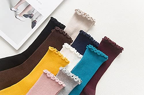 Women Ankle Socks, Super Soft Lolita Ruffle Turn-Cuff Striped Double Needle Combed Cotton Socks 3 Pairs - Image 3