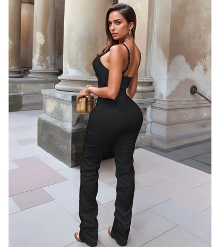 Image of Jigfar Women Sexy Elegant Bodycon Jumpsuit Going Out Romper Birthday Party Club Night Outfits