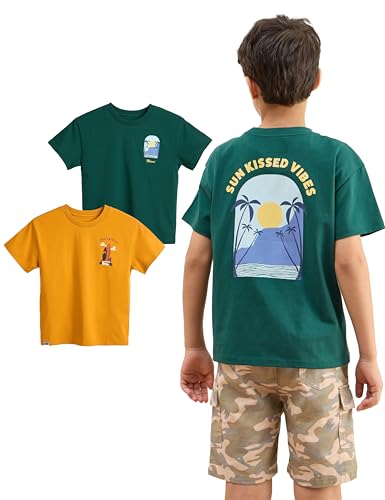 Image of Amazon Brand - Symbol Boys 100% Cotton Oversized Graphic Printed Half Sleeves T-Shirt | Age 6-14 Years