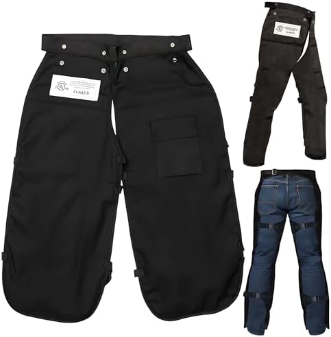 MGP SUPPLY Apron Style Chainsaw Chaps for Men with Pocket & Adjustable Waist | Lightweight Class B Protective Chainsaw Safety Equipment | Black 37"
