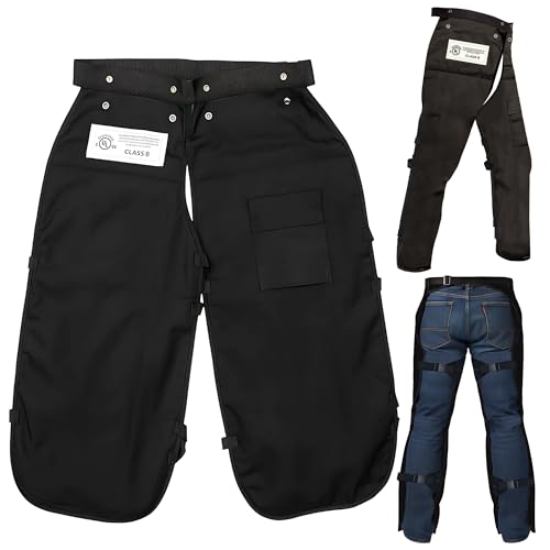 MGP SUPPLY Apron Style Chainsaw Chaps for Men with Pocket & Adjustable Waist | Lightweight Class B Protective Chainsaw Safety Equipment | Black 37"