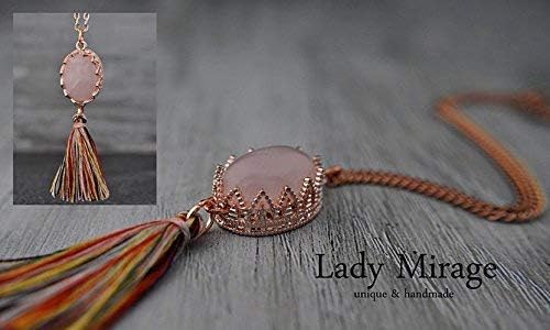Rose Quartz Rose Gold Necklace -Tassel-