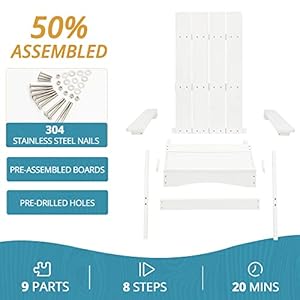 LUE BONA Folding Adirondack Chair, HDPS Poly Modern Adirondack Chair, Weather Resistant, Outdoor HIPS Adirondack Fire Pit Chair for Patio, Porch, Deck, Pool, Garden, Backyard, White LUE BONA Folding Adirondack Chair HDPS Poly Modern Adirondack Chair Weather Resistant Outdoor HIPS Adirondack Fire Pit Chair for Patio Porch Deck Pool Garden Backyard White