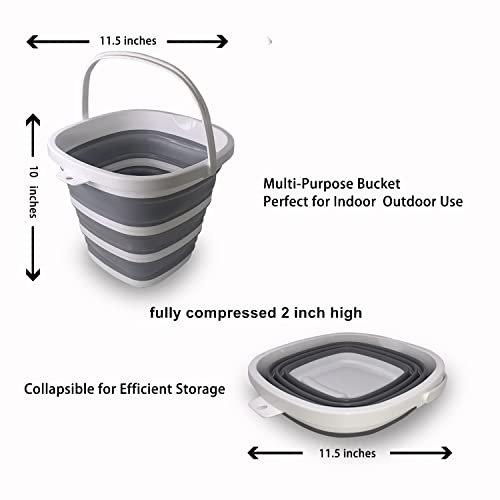 2 Pack Collapsible Bucket-2.6 Gallon(10L) Portable Mop Bucket With Water Guide Spout For Outdoor Garden Camping Fishing Car Wash Space Saving (Square) #TOP1