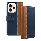 Shantime Leather Flip Case Compatible with Oppo Reno 15 Pro 5G PLV110 Case with Card Holder RFID Blocking Magnetic Kickstand Slim Fit Business Protective Cover(Blue)