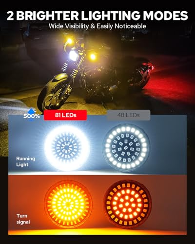 Image of Benlari 2inch Front Turn Signals, 81 LEDs 1157 Turn Signals with 2 Smoked Lens Cover Fit for Harley Touring Street Glide Road Glide Road King Electra Glide Sportster Iron Dyna Softail 1986-2024