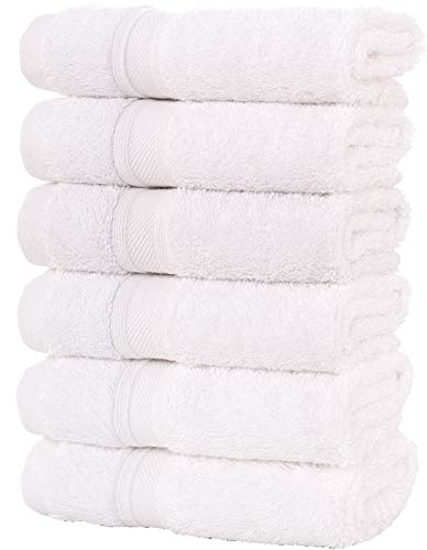 Hammam Linen Premium Organic Turkish Cotton Wash Cloth 6-Pack, 13”x13”, White, Luxury Hotel