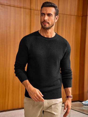 Runcati Mens Crewneck Sweater Casual Textured Knitted Thermal Pullover Sweaters2