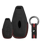 TECART Key Fob Cover Fit For Ford focus 3 4 ST RS Mk3 MK4 Kuga Fiesta Escape Transit Fusion Ecosport Titanium Tourneo Smart Key Case Shell with Keychain 3 Button Carbon black