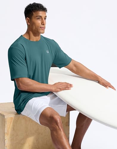 Image of G Gradual Men's Sun Protection Swim Shirt UPF 50+ Rash Guard Short Sleeve Quick Dry Water Hiking Workout Shirts for Men