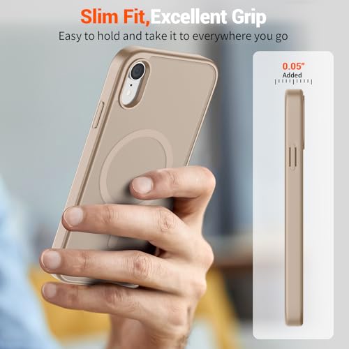 Image of SUPFINE Magnetic for iPhone XR Phone Case Desert Gold | With Screen Protector, Translucent Matte, Compatible with MagSafe, Military Grade Drop Proof, Rugged Shockproof Protective