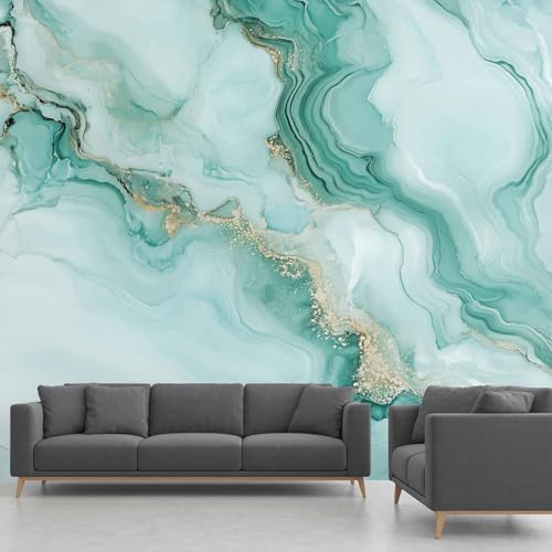 Papel Pintado Mármol Turquesa Póster Gigante de Pared Papel Tapiz Fotográfico Fluido Degradado Abstracto Tejido No Tejido Decoración de Pared - Dormitorio Salón Decorativos Murales (100x70 cm)