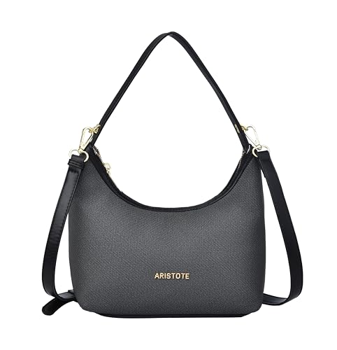 ARISTOTE Shoulder Bags for Women, Leather Small Purse Cute Handbag Hobo Tote Crossbody Wallet with Removable Strap
