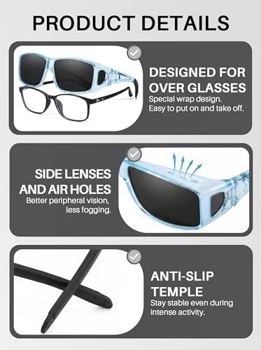 Image of IGnaef Fit Over Sunglasses for Men Polarized Wrap Around glasses with UV Protection IF0312
