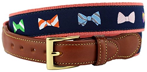 COUNTRY CLUB PREP How Do You Tie Bow Ties Leather Tab Belt in Navy on Nantucket Red Canvas2