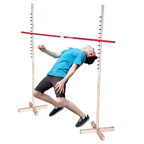 WonkaWoo Wooden Limbo Game for Adults and Kids, Simple Setup Limbo Pole for Outdoor Luau Party Game, Wooden Limbo Stick Yard Game