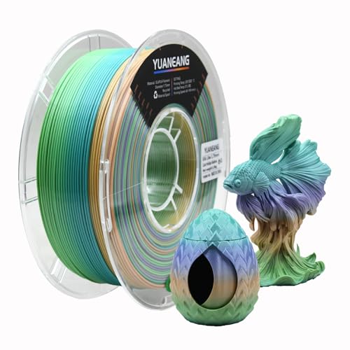 YUANEANG Silk Rainbow PLA 3D Printer Filament 1.75mm, 1kg Spool, High-Gloss Silk PLA Material, ±0.02mm Precision, Easy P