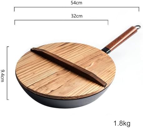 Induction Wok with Lid Non Stick and Detachable Handle Large Wok Pan for Induction Gas and Electric Hobs,32cm (32cm)