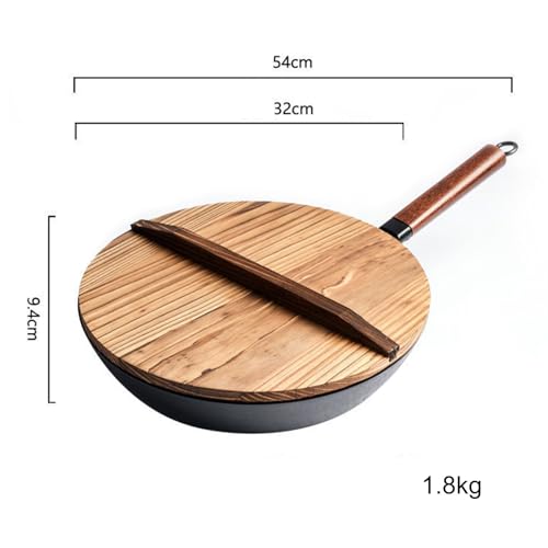 Wok de Hierro Fundido 32 cm con Tapa de Madera miniatura 6